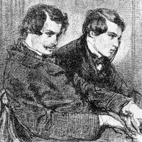 Edmond et Jules de Goncourt, portrait de Paul Gavarni (1804-1866)