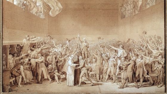 Revolution francaise : "Le Serment du Jeu de Paume a Versailles le 20/06/1789" (The oath of the Tennis Court (Jeu de Paume) ©AFP - Leemage
