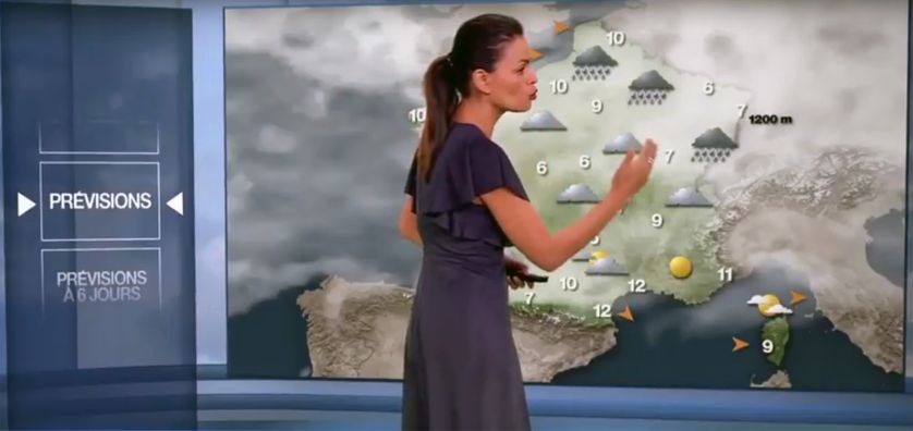 Capture d'écran d'un bulletin météo de M6, dans lequel l'Outre-Mer n'est pas cité