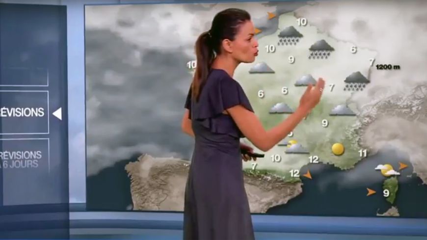 Capture d'écran d'un bulletin météo de M6, dans lequel l'Outre-Mer n'est pas cité