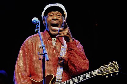 Chuck Berry lors d'un concert à Montevideo en Uruguay, le 15 avril 2013. Chuck Berry lors d'un concert à Montevideo en Uruguay, le 15 avril 2013.