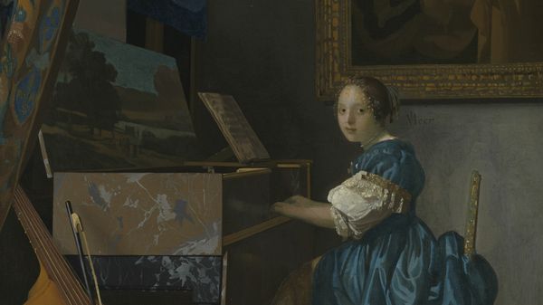 Quelle musique voyez-vous sur Jeune femme assise au virginal de Johannes Vermeer, vers 1671-1674