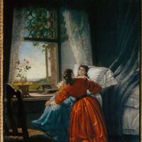 La visite au malade (Visiting the Sick) - Peinture de Mikhail Petrovich, Baron Klodt (1835-1914), huile sur cuivre, 1885 - State Art Museum, Odessa (Ukraine)