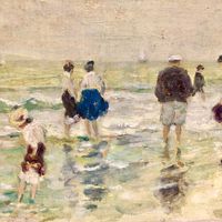 Bain de pied à Deauville (1913). Gabriel Spat (1890-1967). Coll Part.