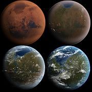 Vue d'artiste de la formation de la Terre en quatre étapes