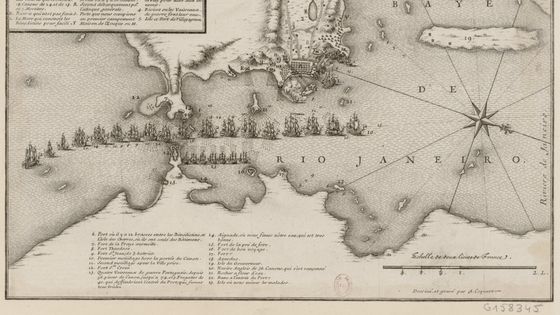 Plan de la Baye et de la ville de Rio-Janeiro par Coquart, A.. Graveur (1711) - Gallica BNF / Coquart, A.. Graveur