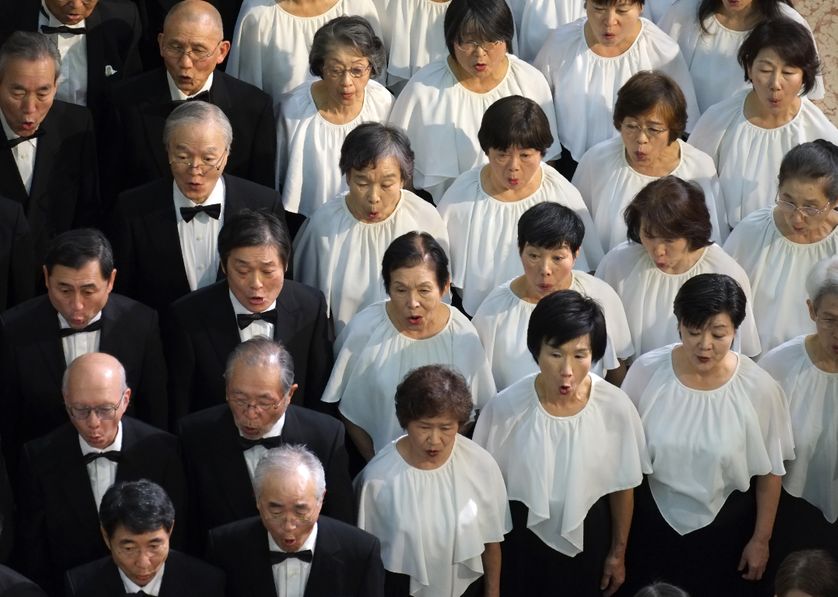 Un choeur amateur chante la neuvième de Beethoven le 29 décembre 2016.