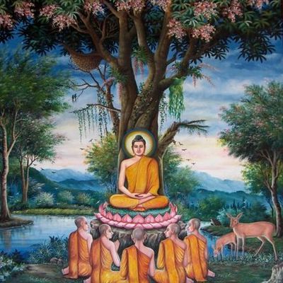 Sermon in the Deer Park depicted at Wat Chedi Liem-KayEss