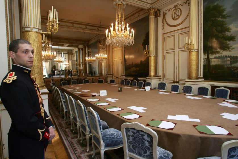 Le salon Murat, à l'Elysée, où se déroule le conseil des ministres.