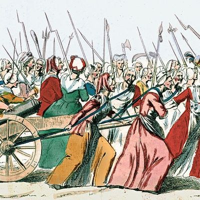 Gravure représentant les femmes marchant sur Versailles, 5 octobre 1789