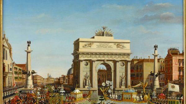 L’empereur Napoléon Ier préside la régate à Venise le 2 décembre 1807, 1814 de Giuseppe BORSATO (1770-1849). Huile sur toile Versailles, musée national des châteaux de Versailles et de Trianon, inv. MV. 1447
