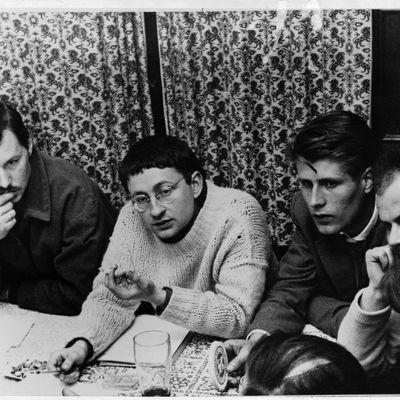 Reunion (3eme congres) de l'internationale situationniste a Munich en, Avril 1959 : portrait de Guy Debord (1931-1994), Lothar Fischer et Har Oudejans .