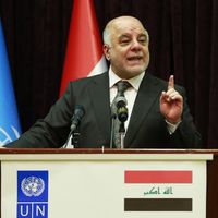 Haider al-Abadi, premier ministre irakien et membre du Parti islamique chiite Dawa, photographié ici à Baghdad lors d'une réunion des Nations Unies , la semaine dernière.