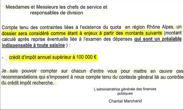 Extrait du courrier de la DGFIP