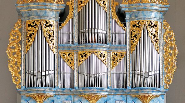 Orgue de Jürgen Ahrend, église des Jésuites, Porrentruy (Jura, Suisse).