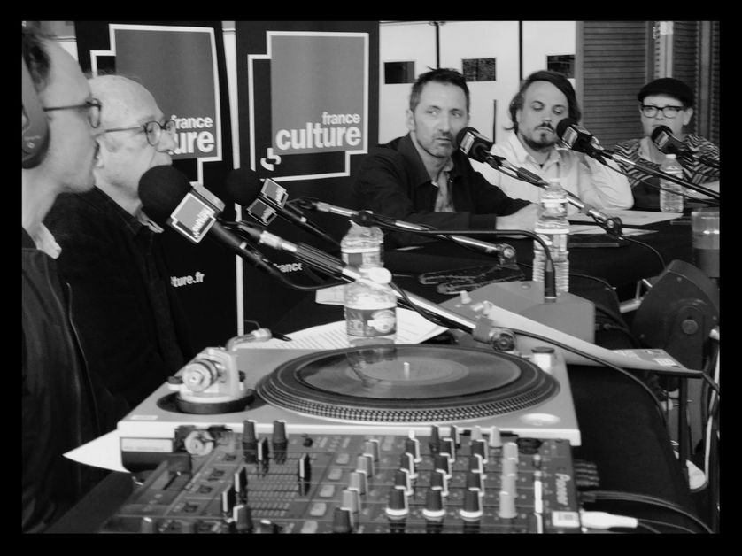 De gauche à droite Matthieu Conquet, Alain Planès, Xavier Veilhan, Cosmic Neman et Etienne Jaumet