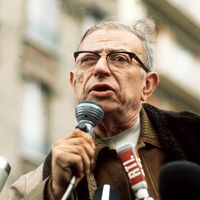 Portrait, daté du 22 Octobre 1970, du philosophe et écrivain français Jean-Paul Sartre.
