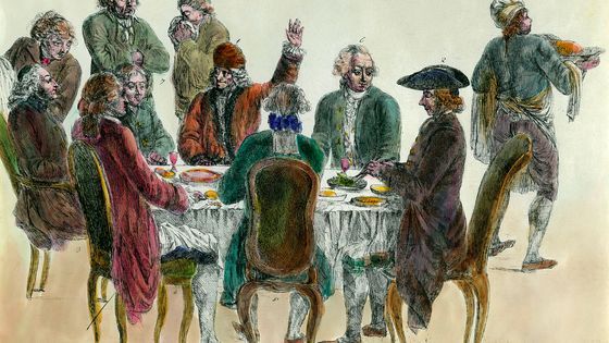 "Un diner de philosophes reunissant Voltaire, Diderot , l' abbé Maury et Condorcet" ©AFP - PHOTO JOSSE / LEEMAGE