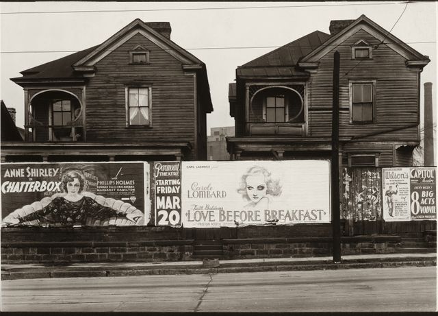 Maisons et panneaux d'affichage à Atlanta, 1936
