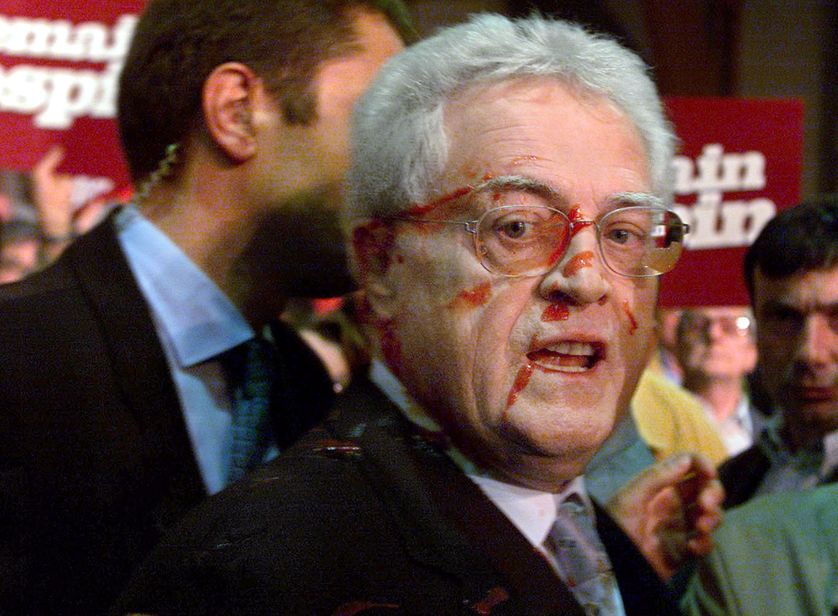 Le candidat socialiste Lionel Jospin le 17 avril 2002 à Rennes
