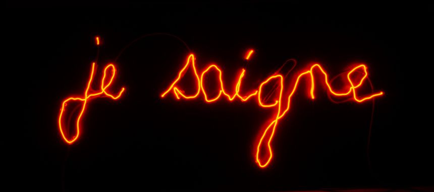 "Je saigne" de Claude Lévêque, 2014 écriture Elie Morin - Galerie Kamel Mennour -exposée au Palais des Beaux Arts de Lille