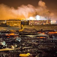 Le camp de migrants de Grande-Synthe, dans le Nord, ravagé par un incendie