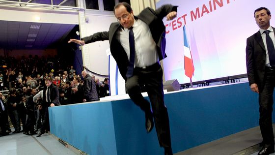 Premier tour de l’élection présidentielle, déclaration de François Hollande après l'annonce des résultats le 22 avril 2012, à Tulle. - Sébastien Calvet