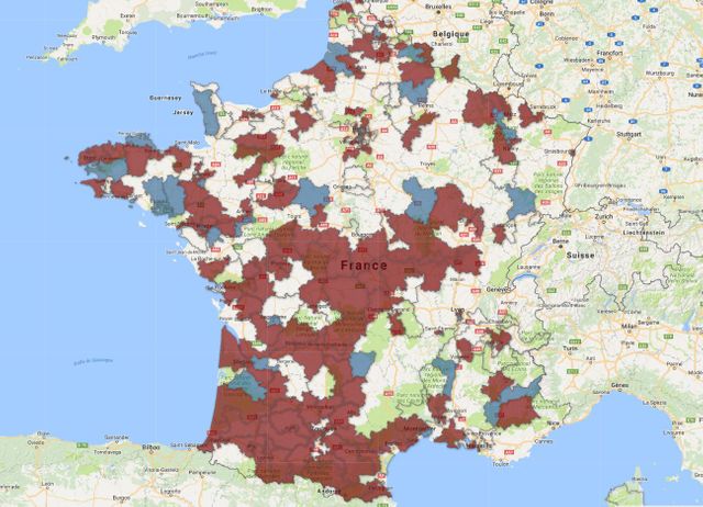 Dans les circonscriptions de gauche, qui soutien qui? (en bleu = Macron, en rouge = Hamon)