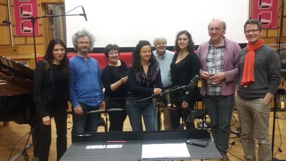 Analia Llugdar (à gauche) et l'Ensemble Aleph au studio 106 de RF ©Radio France - Anne Montaron