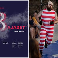 Affiche de "Bajazet" Comédie française et photo de "Ubu" Olivier Martin-Salvan