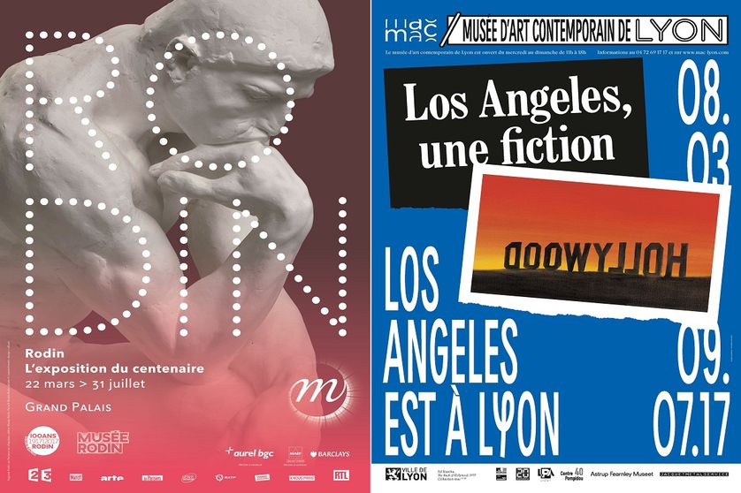 Affiches expositions "Rodin, l'exposition du centenaire" et "Los Angeles, Une fiction"