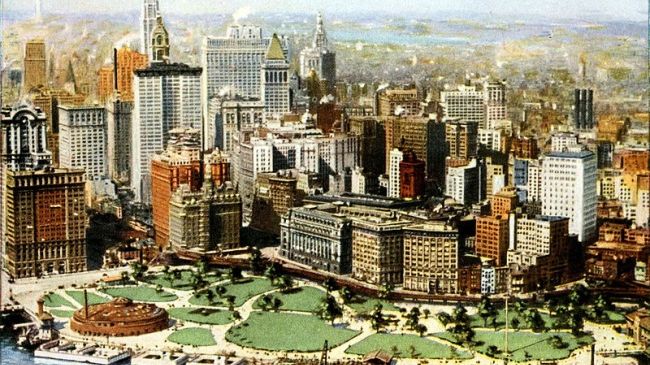 Vue aérienne de New-York 1921