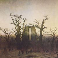 L'Abbaye dans une forêt de chênes (détail), peinture de Caspar David Friedrich