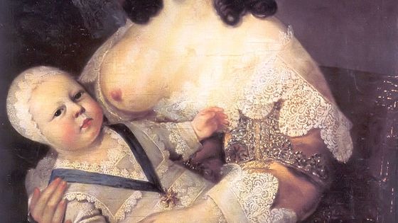 Louis XIV et la Dame Longuet de La Giraudière, Henri et Charles Beaubrun, vers 1640. - Charles Beaubrun