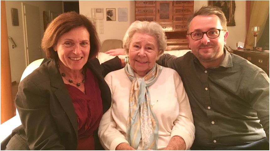 Chez Christa Ludwig, le 14 novembre 2016... Avec Périne Menguy (réalisatrice) et Stéphane Grant (producteur).