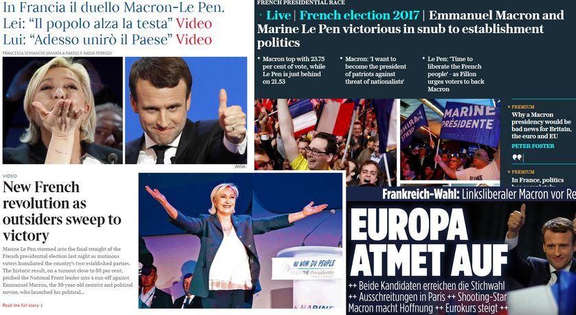 Montages des Unes de la presse internationale / Capture d'écran