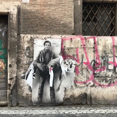 Mur de Rome, Pasolini dans une oeuvre d'Ernest Pignon-Ernest