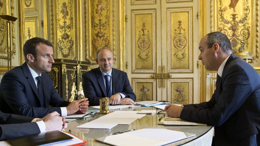 Emmanuel Macron et Laurent Berger lors de leur rencontre à l'Elysée