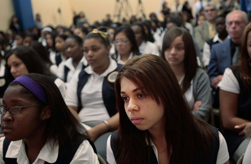 Les élèves de la "Young women's leadership school" de Harlem, soutenue notamment par Hillary Clinton