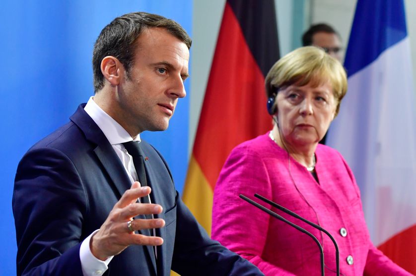 Emmanuel Macron et Angela Merkel à Berlin le 15 mai 2017