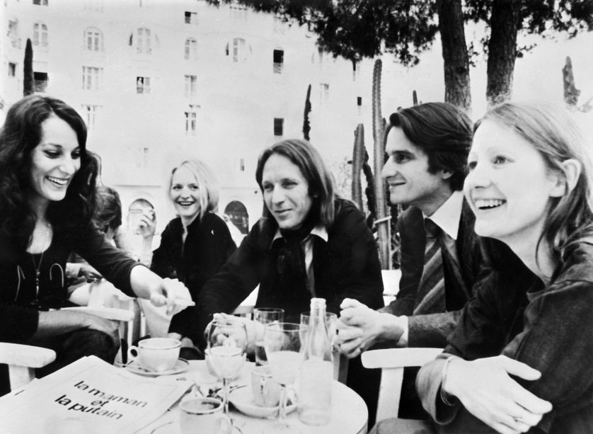 Bernadette Lafont, Marinka Matuszewski, Jean Eustache, Jean-Pierre Léaud et Françoise Lebrun à Cannes en 1973