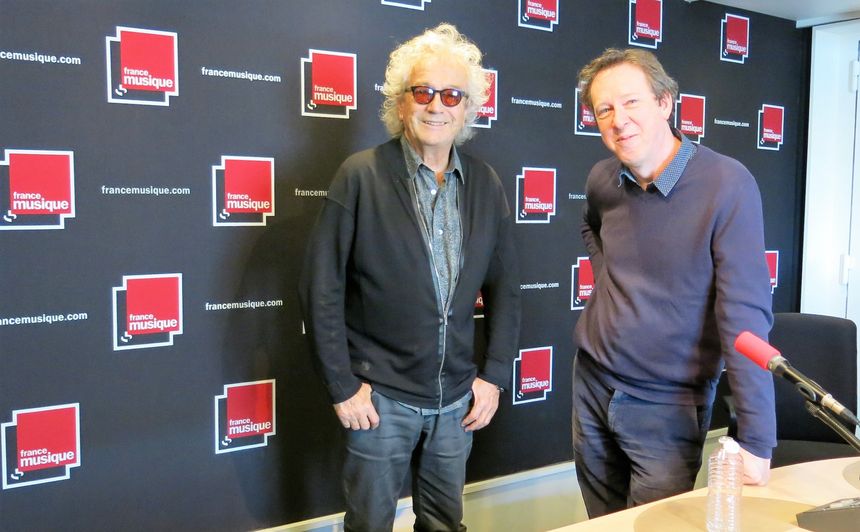 France Musique, studio 141, fin d''émission... Luc Plamondon & Benoît Duteurtre ( de g. à d.)