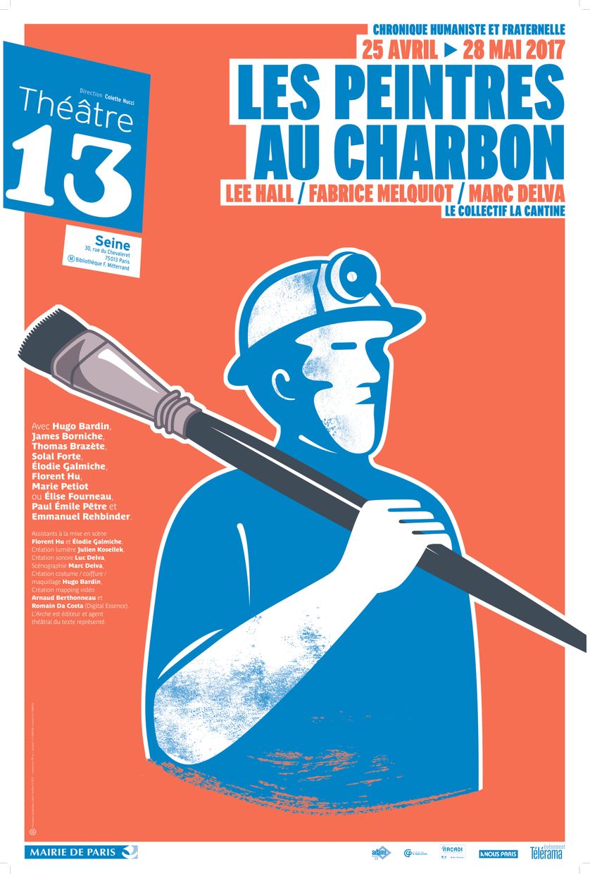 Affiche du spectacle "Les peintres au charbon" de Lee Hall, mise en scène de Marc Delva