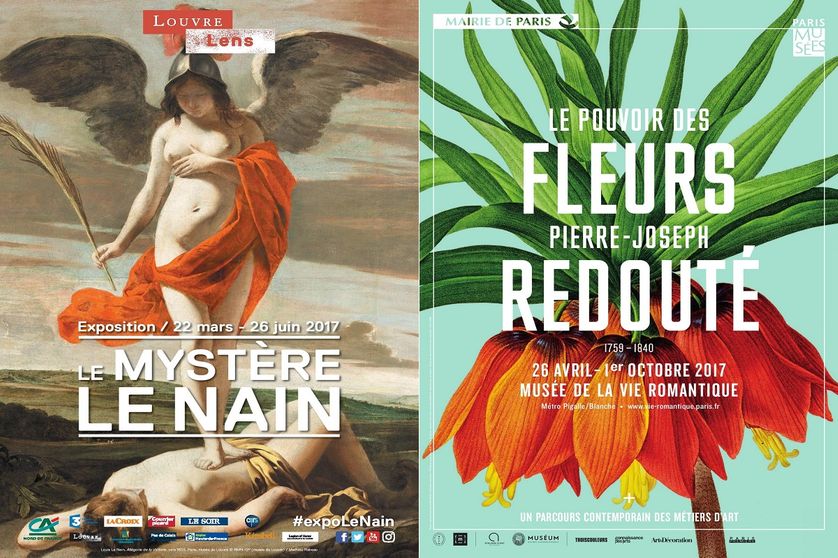 Affiches des expositions "Le mystère Le Nain" et "Le pouvoir des fleurs"