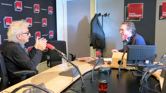 France Musique, studio 141, pendant l'émission... Luc Plamondon & Benoît Duteurtre ( de g. à d.) ©Radio France - Annick Haumier-France Musique