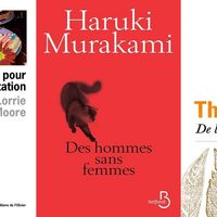 les couvertures de "Merci pour l'invitation"; "Des hommes sans femmes" et "De la simplicité!"