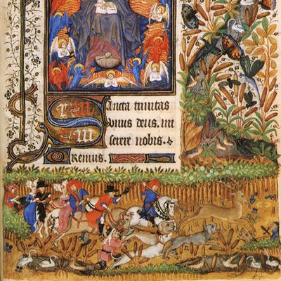 Livre d'heures de Marguerite d'Orléans, La Sainte Trinité. France, Paris, vers 1430. Paris, BnF, Département des manuscrits, Latin 1156B, folio 163.