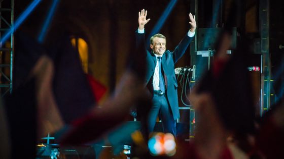 Emmanuel Macron le soir de sa victoire, le 7 mai 2017 ©AFP - SIMON GUILLEMIN