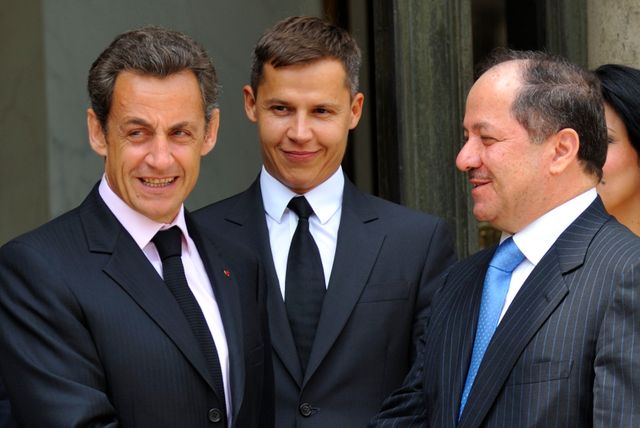 Boris Boillon ambassadeur en Irak, et Nicolas Sarkozy, Président, aux cotés du Président du Kurdistan irakien en 2010