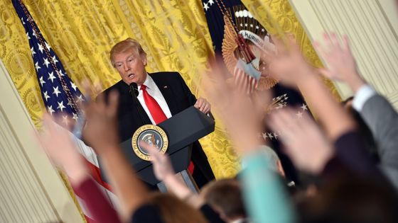 Donald Trump lors d'une conférence de presse, en février 2017, à la Maison Blanche. ©AFP - NICHOLAS KAMM